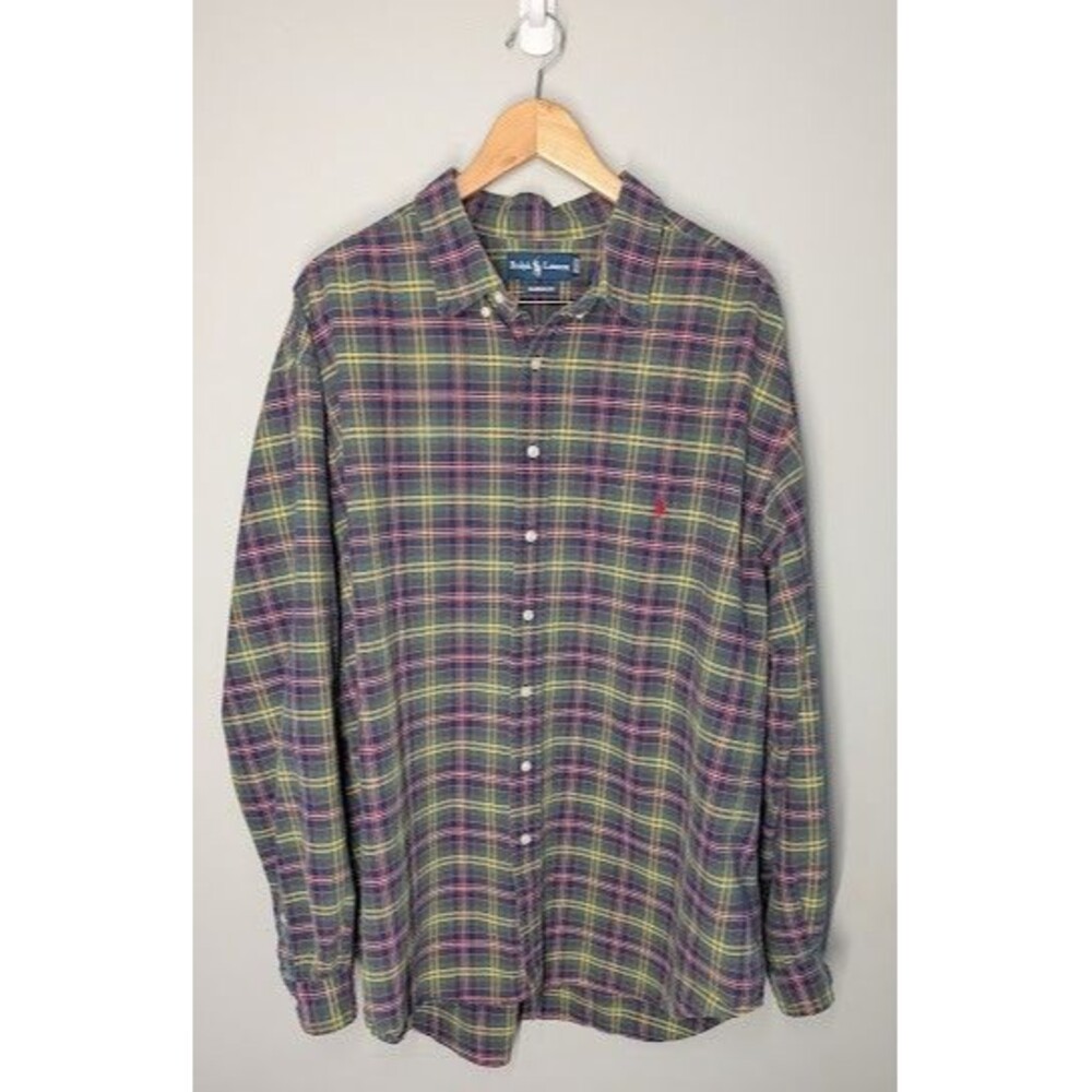 Polo Ralph Lauren Men's Flannel Shirt 3XLT Green Plaid Long Sleeve Classic Fit